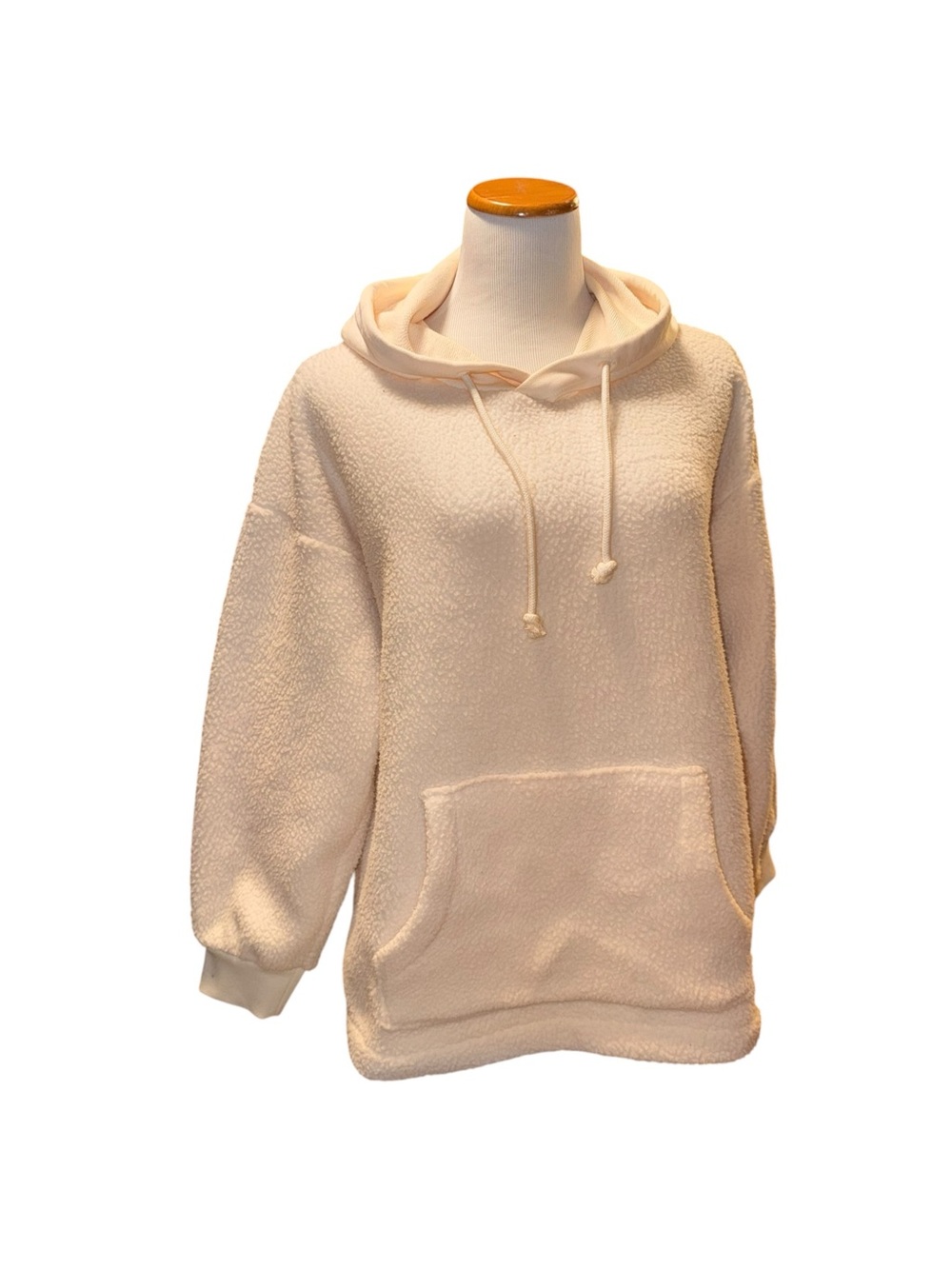 Madewell Cream Sherpa Fleece Pullover Hoodie Kangaroo Pocket Cozy - Picture 2 of 7